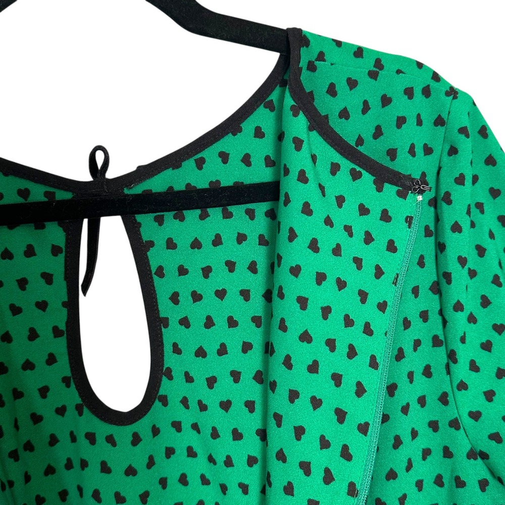 Hell Bunny Dress Paradisum 50s Keyhole Heart Polka Dot Green L Rockabilly Pinup - Picture 13 of 16